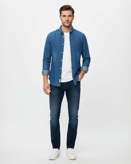 Male model in denim jacket