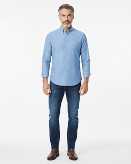 Male model in blue shirt