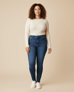 Female model in cream sweater