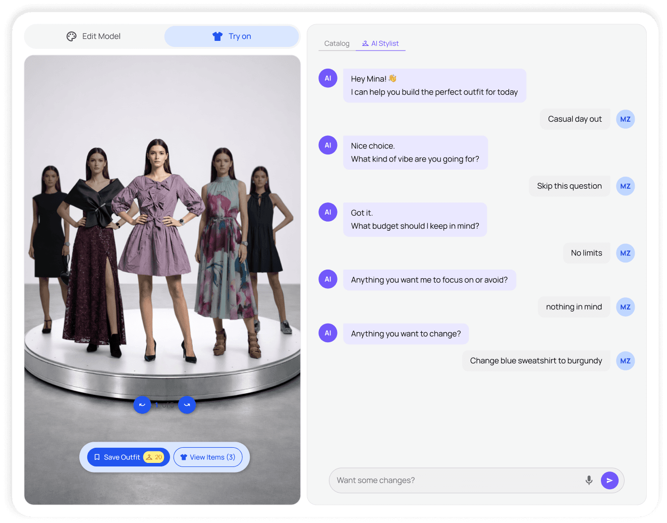 AI Stylist conversation interface